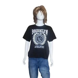 Women's Organic Cotton Black T Shirt Brooklyn Athletic- M- NWT